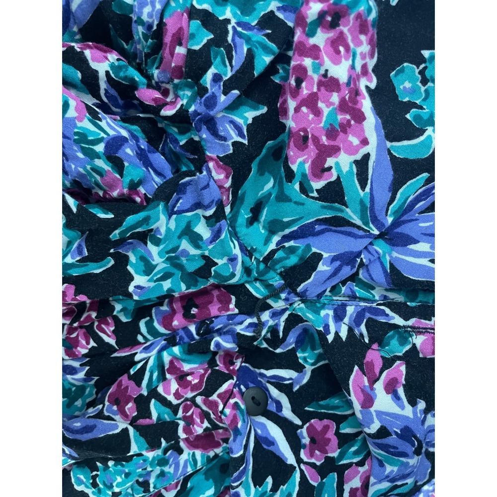 Crazy 4 U Womens Romper L Vintage Floral Short‎ Sleeve Tropical Summer Hippie - Picture 6 of 14